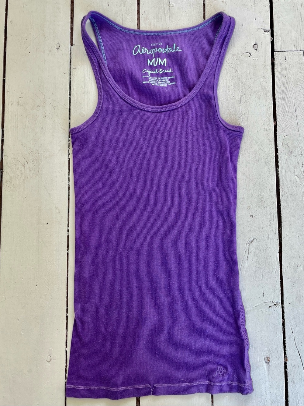 2012 Aeropostale Ribbed Cotton Tank Top Y2K Basic Staple Purple Full length top